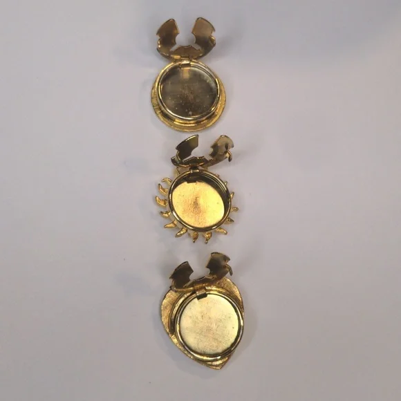 Celestial Button Covers Moon Star Sun Heart Gold Tone Roman Greek Set Of 3 - Picture 5 of 6